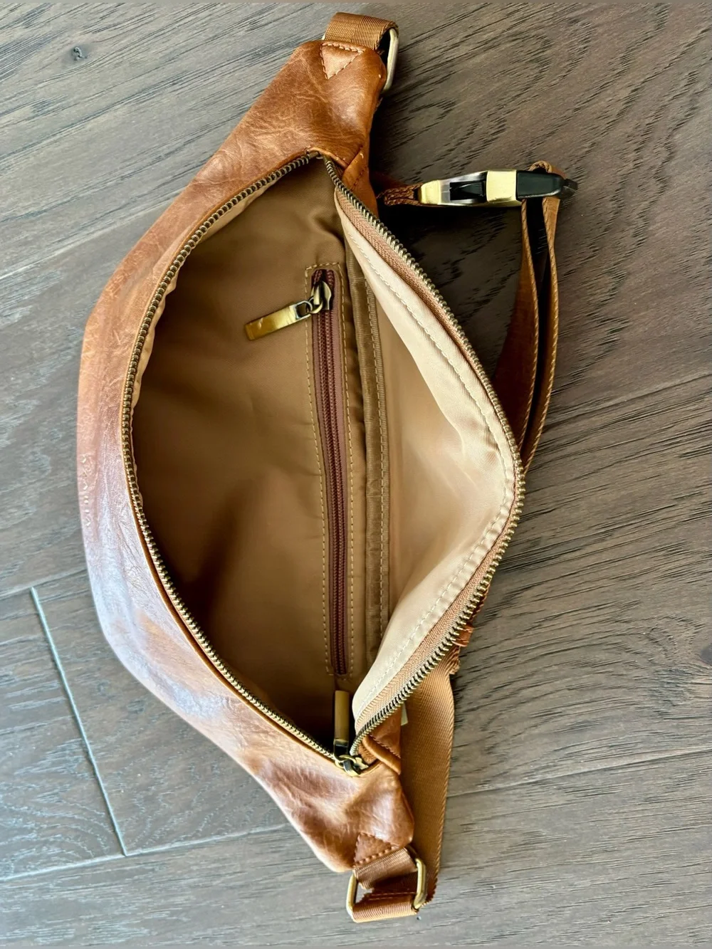Azaria Women's Cognac Leather Crossbody Belt Bag